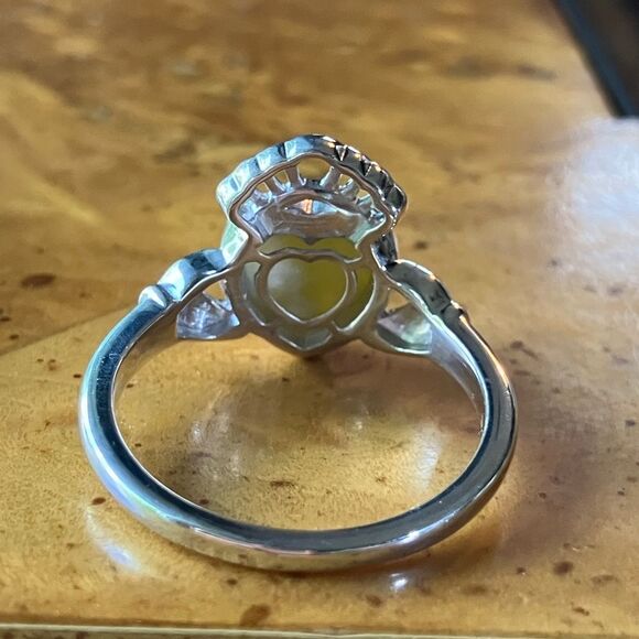 Natural Connemara Marble Sterling Silver Claddagh Ring - Picture 5 of 9